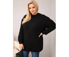 Moteriškas Plus Size laisvo kirpimo megztinis, juodos spalvos