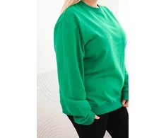 Moteriškas Plus Size medvilninis džemperis su apvalia iškirpte, žalios spalvos
