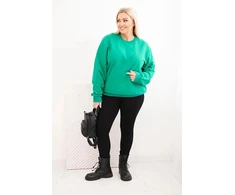 Moteriškas Plus Size medvilninis džemperis, šviesiai žalios spalvos