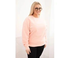 Moteriškas Plus Size medvilninis džemperis su apvalia iškirpte, lašišos spalvos