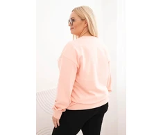 Moteriškas Plus Size medvilninis džemperis su apvalia iškirpte, lašišos spalvos