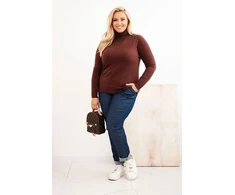 Moteriškas Plus Size megztinis aukštu kaklu, rudas