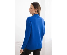 Moteriškas Plus Size megztinis iš viskozės su golfu, mėlynos spalvos