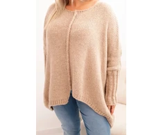 Moteriškas Plus Size megztinis, kapučino spalvos