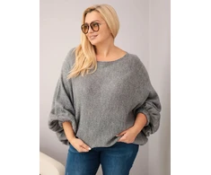 Moteriškas Plus Size megztinis laisvo kirpimo, tamsiai pilkas
