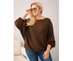 Moteriškas Plus Size megztinis, rudos spalvos