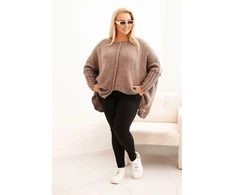 Moteriškas Plus Size megztinis su 70 % akrilo, fango spalvos