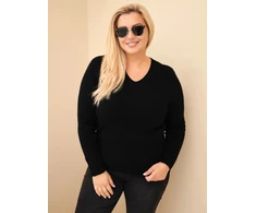 Moteriškas Plus Size megztinis su baby alpaka, juodos spalvos