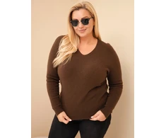 Moteriškas Plus Size megztinis su baby alpaka, rudas