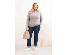 Moteriškas Plus Size megztinis su golfu, pilkas