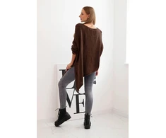Moteriškas Plus Size megztinis su V formos iškirpte, rudas