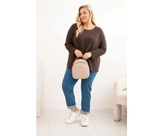Moteriškas Plus Size megztinis su valtine iškirpte, rudos spalvos
