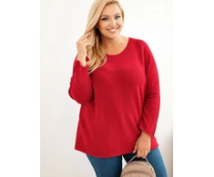 Moteriškas Plus Size megztinis su valtine iškirpte, raudonos spalvos