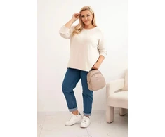 Moteriškas Plus Size megztinis su valtine iškirpte, smėlio spalvos