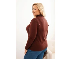 Moteriškas Plus Size megztinis su viskoze ir golfu, rudas