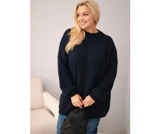 Moteriškas Plus Size megztinis, tamsiai mėlynos spalvos