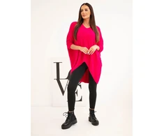 Moteriškas Plus Size megztinis V formos iškirpte, fuksijos spalvos
