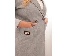 Moteriškas Plus Size paltas, pilkos spalvos