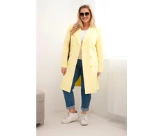 Moteriškas Plus Size paltas su apykakle, geltonos spalvos