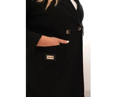 Moteriškas Plus Size paltas su apykakle, juodos spalvos