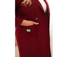 Moteriškas Plus Size paltas su apykakle, bordo spalvos