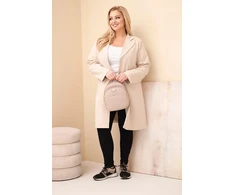 Moteriškas Plus Size paltas su apykakle, smėlio spalvos