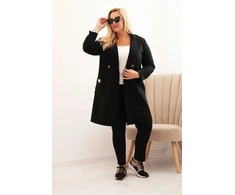 Moteriškas Plus Size paltas su apykakle, juodos spalvos