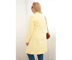 Moteriškas Plus Size paltas su apykakle, geltonos spalvos