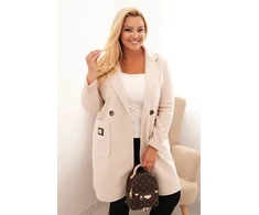 Moteriškas Plus Size paltas su apykakle, smėlio spalvos