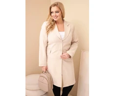 Moteriškas Plus Size paltas su apykakle, smėlio spalvos