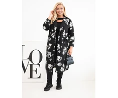 Moteriškas Plus Size paltas su atvartais, leopardo rašto, juodos spalvos