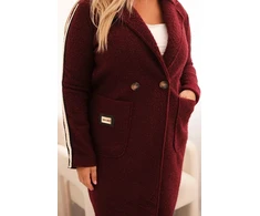Moteriškas Plus Size paltas su dirbtinio avikailio pamušalu, bordo spalvos