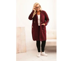 Moteriškas Plus Size paltas su dirbtinio avikailio pamušalu, bordo spalvos