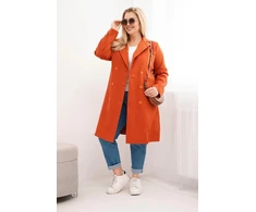 Moteriškas Plus Size paltas su dvieile užsegimu, rudos spalvos