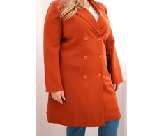 Moteriškas Plus Size paltas su dvieile užsegimu, rudos spalvos