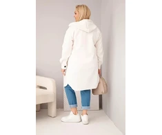 Moteriškas Plus Size paltas su gobtuvu, šviesiai smėlio spalvos