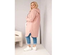 Moteriškas Plus Size paltas su gobtuvu, rožinės spalvos