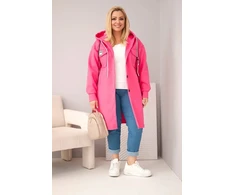 Moteriškas Plus Size paltas su gobtuvu, rožinės spalvos
