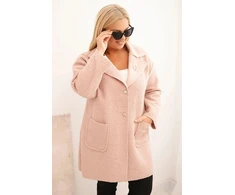 Moteriškas Plus Size paltas su vilna ir kišenėmis, rožinės spalvos