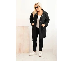 Moteriškas Plus Size paltas su vilna ir kišenėmis, juodos spalvos