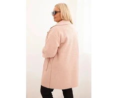 Moteriškas Plus Size paltas su vilna ir kišenėmis, rožinės spalvos