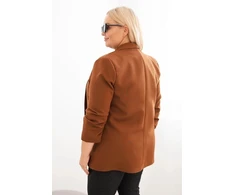 Moteriškas Plus Size švarkas be užsegimo, rudos spalvos