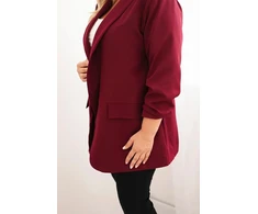 Moteriškas Plus Size švarkas, burgundiškos spalvos