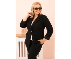 Moteriškas Plus Size švarkas, juodos spalvos