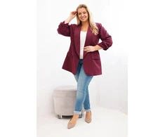 Moteriškas Plus Size švarkas, juodosios slyvos spalvos