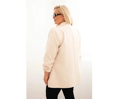 Moteriškas Plus Size švarkas oversize, smėlio spalvos
