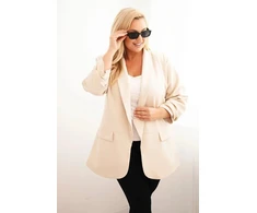 Moteriškas Plus Size švarkas oversize, smėlio spalvos