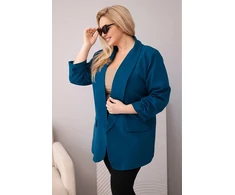 Moteriškas Plus Size švarkas oversize, tamsiai mėlynas