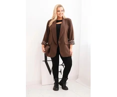 Moteriškas Plus Size švarkas, rudos spalvos