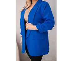 Moteriškas Plus Size švarkas, rugiagėlių mėlynos spalvos